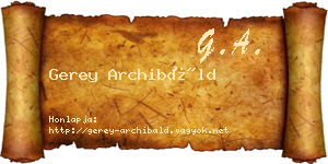 Gerey Archibáld névjegykártya